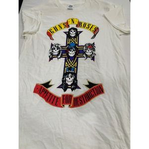 Guns N Roses Cross Sign Appetite For Destruction  Graphic White T-shirt Size S